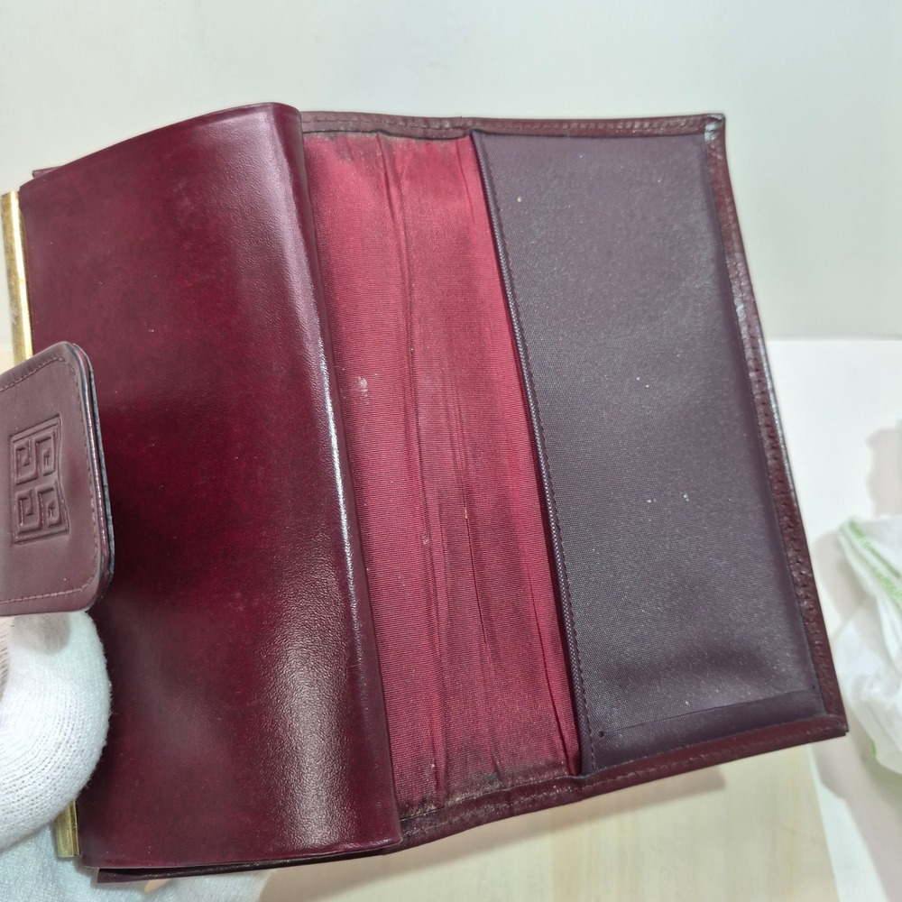 Vintage Princess Gardner Burgundy Leather French Purse Kiss Lock Trifold Wallet - Picture 4 of 7